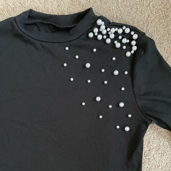 Black long sleeve beaded top Size Small - Picture 7 of 13